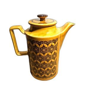 Royal Sealy 1960's MCM Harvest Gold & Brown Ceramic Coffee Carafe Pot